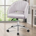 ALFORDSON Velvet Office Chair Swivel Armchair Grey