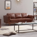 York 3 Seater PU Leather Armchair Sofa Modern Lounge in Brown Colour