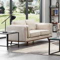 York 2 Seat Linen Fabric Sofa w Wooden Legs - Beige