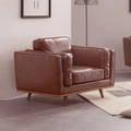 York PU Leather Sofa Armchair w/ Wooden Legs Brown