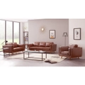 York 3+2+1 Seater Sofa PU Leatherette Lounge Set with Wooden Frame in Brown Colour