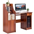 Costway Wood Computer Desk Study Writing Table w/Storage Shelves & Sliding Keyboard Tray, Home Office