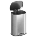 Advwin 50L Pedal Rubbish Bin Stainless Steel Kitchen Garbage Trash Can Silver