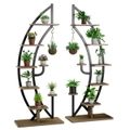 Costway 2x Metal Plant Stand 6-Tier Flower Display Shelf Indoor Potting Rack Outdoor Planter Holder w/Hook