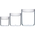 3pc Clickclack Pantry Round Small Container Kitchen Storage Jar w/ Lid Set White
