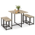 Costway Wood Dining Table Set Compact Kitchen Table & 4 Chairs Metal Frame Breakfast Restaurant Kitchen Natural