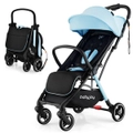 Costway Portable Baby Stroller Infant Prams Adjustable Pushchair w/Canopy & Storage Basket, Blue