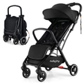 Costway Folding Infant Stoller Portable Baby Stroller w/Adjustable Canopy Self-Standing Gravity Black