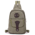 Man Retro Durable Canvas Crossbody Bag Detachable Zipper Shoulder Strap Chest Pack Army Green
