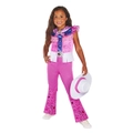 3pc Barbie Cowgirl Deluxe Jumpsuit/Necktie/Hat Costume Set Kids Pink