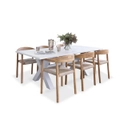 Tahitian 2.1M Aluminium Dining Table With 6 X Kotara Timber And Rattan Chairs