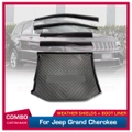 Stainless Steel Weather Shields + Cargo Mat for Jeep Grand Cherokee WK 2010-2021 Weathershields Window Visors Boot Mat Boot Liner
