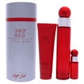 Perry Ellis 360 Red for Men 3 Pc Gift Set 3.4oz EDT Spray, 7.5ml EDT Mini Spray, 3oz Shower Gel