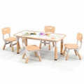 Costway Kids Activity Table & 4 Chairs Height Adjustable Toy Play Desk w/Graffiti Desktop, Art Craft Study