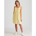 ROCKMANS - Womens Dress - Strappy Linen Knee Length Pintuck Dress