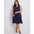 AUTOGRAPH - Plus Size - Womens Midi Dress - Black - Summer Casual Beach Dresses - Dk Navy - Sleeveless - Relaxed Fit - Women's Clothing