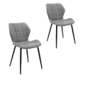 Costway Dining Chair Set of 2 Modern Armless Kitchen Chair Fabric Side Chairs Restaurant Cafe Living Grey