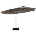 Costway 4.6*2.7M Double-Sided Outdoor Umbrella w/Base Parasol Beach Shelter Stand Garden Yard Deck Cafe