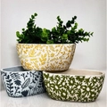 Cement Pot with Flower Oblong Design - PICK UP ONLY