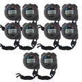 10x Stop Watch Digital Handheld Multi-Function Professional Electronic Chronograph Sports Stopwatch Timer Alarm Feature LCD Competition Referee