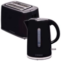 Westinghouse Electric Tea/Coffee Water Kettle 1.7L & 2 Slice Toaster Black Set
