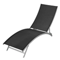 Fin Sun Lounger Steel And Textilene Black Patio Daybed Chaise Lounge Sunbed