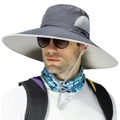 Men's Big Head Extra Wide Brim Sun Hat - UPF50+ XXL Adjustable Waterproof Hat - OZ Smart
