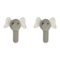 2x Splosh Baby Elephant Cotton Knitted Rattle Animal Shaker Toy 19cm GRY 0+