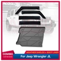 4PCS Wide Type Luxury Weather Shields + Cargo Mat for Jeep Wrangler JL Series 4 Door 2018-Onwards Overland / Rubicon Weathershields Window Visors Boot Mat Boot Liner