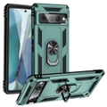 For Google Pixel 7 Pro Case, Protective Shockproof TPU/PC Cover, Ring Holder, Dark Green