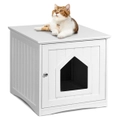 Costway Cat Litter Cabinet Enclosed Kitten Little Box Wooden Side Table Cat House Hidden Pet Furniture