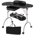 Costway Black Manicure Nail Table Portable Station Desk Spa Salon Equipment