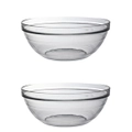 2x Duralex Lys 23cm/2.4L Stackable Glass Dish Bowl Round Serving Tableware Clear