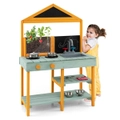 Costway Kids Kitchen Pretend Playset Outdoor Kitchen Toy w/Root Viewer Planter Children Gift Multicolor
