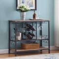 EZI Industrial Wine Rack Table with Glass Holder Brown