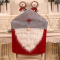 Felt Fabric Christmas Chair Cover Long-Haired Santa Claus Beard Seat Back Cover (Grey)