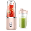 Portable Electric Juicer Double Cup Multi-functional USB Rechargeable Fruit Juice Mixer - Pink