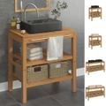 Solid Teak Wood Bathroom Vanity Cabinet with Sink Basin Black/Cream vidaXL