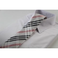 Mens White, Black & Red Plaid Striped Patterned 8cm Neck Tie