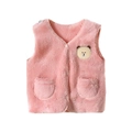 Nevenka Baby Fleece Vest Button Down Warm Sleeveless Jacket with Pockets-Pink
