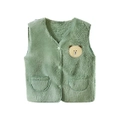 Nevenka Baby Fleece Vest Button Down Warm Sleeveless Jacket with Pockets-Green