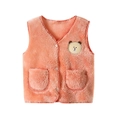 Nevenka Baby Fleece Vest Button Down Warm Sleeveless Jacket with Pockets-Orange
