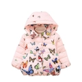Nevenka Butterfly Winter Jacket for Baby Button down Fleece Lined Snowsuit-Pink