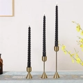Elegant 3-Piece Brass Gold Candlestick Holders - Double-Sided Taper Candle Home D�cor