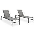 Sun Loungers 2 pcs with Table Textilene and Steel vidaXL