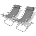 Reclining Deck Chairs 2 pcs Steel Grey vidaXL