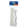 The Brute Power Co 4 1m Cord/Cable Socket/Powerboard 10A Outlet/Strip Switch WHT