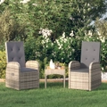 Reclining Garden Chairs 2 pcs with Cushions Poly Rattan Grey vidaXL