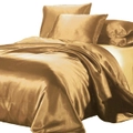 Luxury Gold Polyester Satin Queen Quilt Cover Set