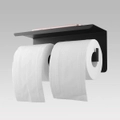 Black Double Toilet Paper Holder with Cover
